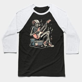 rock and roll skeleton girl Baseball T-Shirt